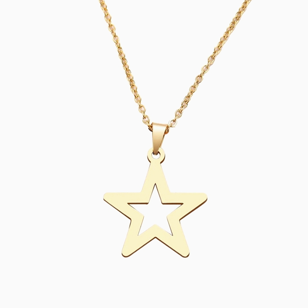 Stainless Steel Gold Star Necklace